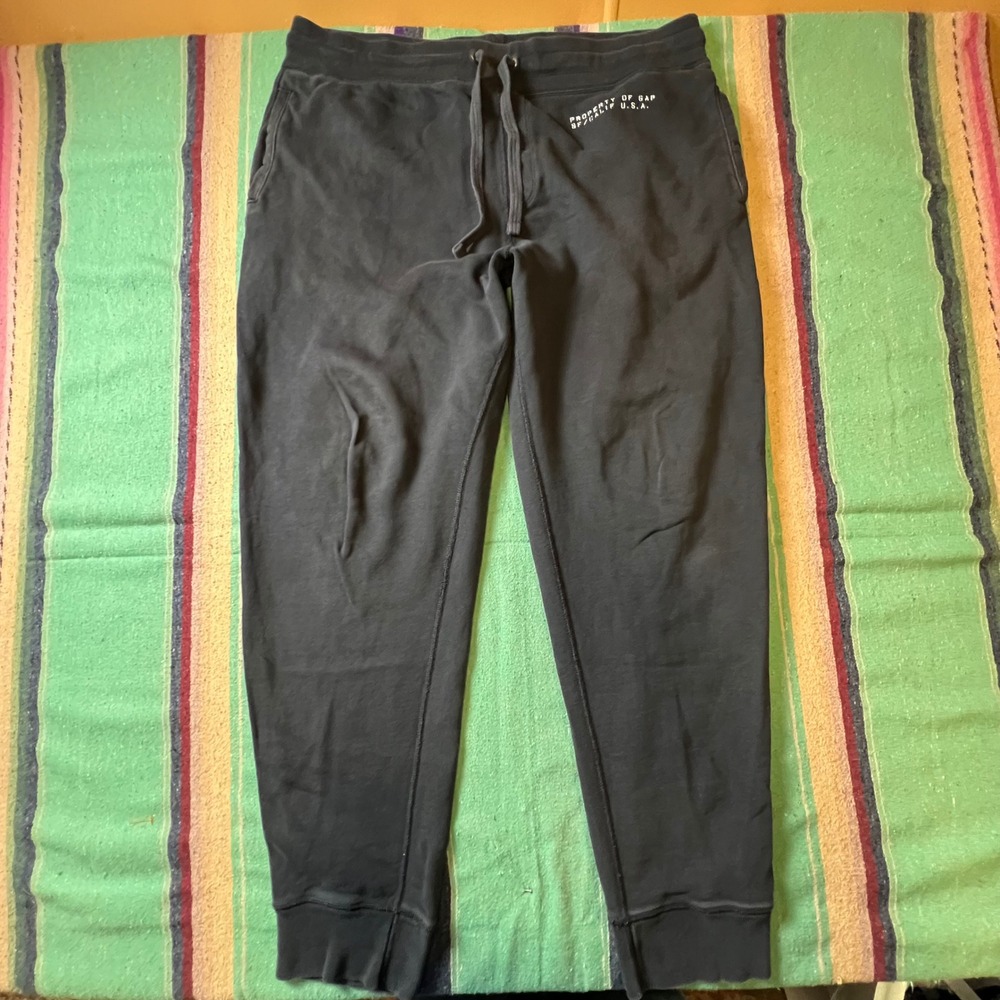 Gap Jogger Sweatpants Mens XL Black Graphic Drawstring Cotton Lounge Pants